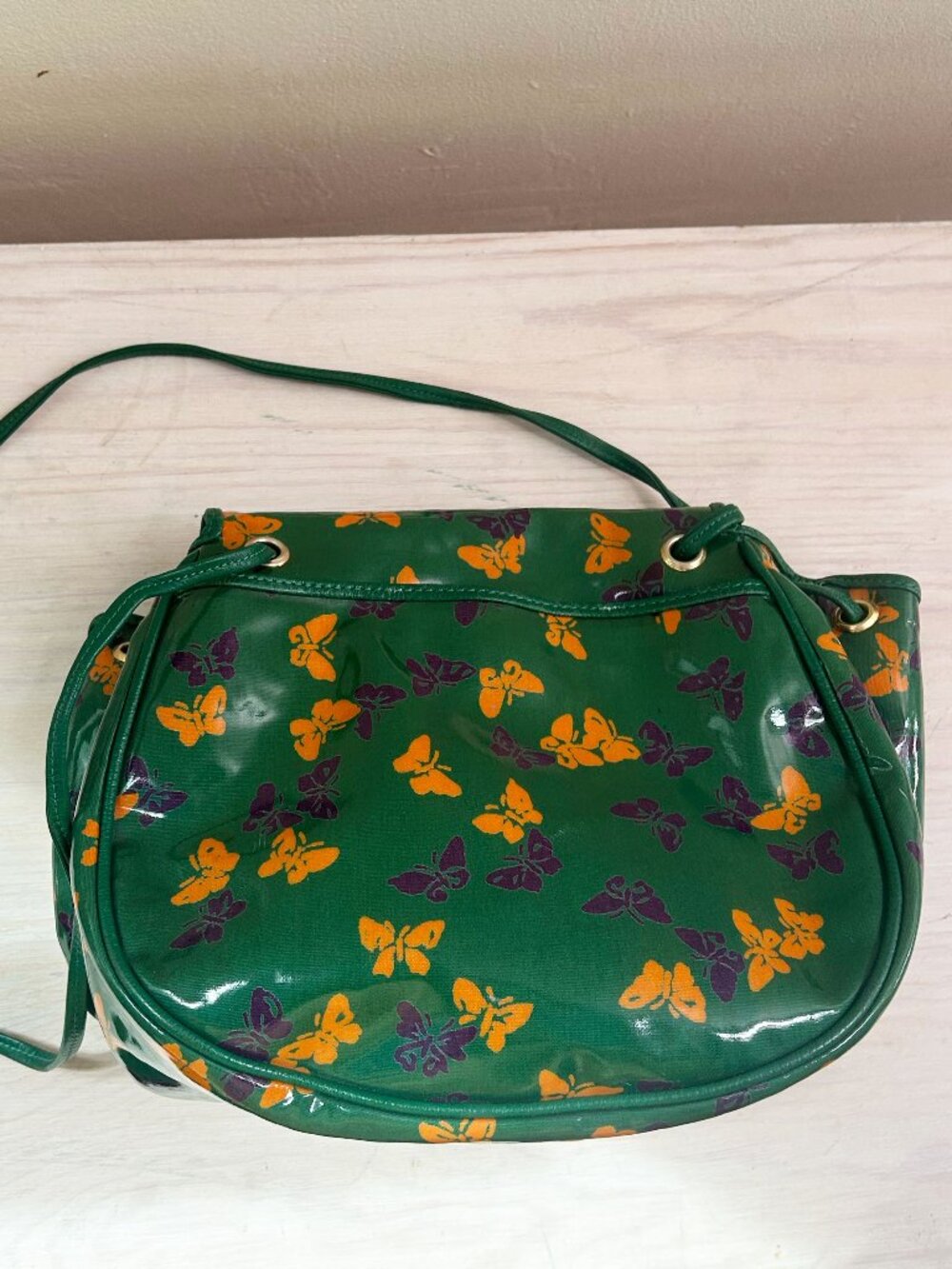 RARE Vintage Bottega Veneta Butterfly Bag Green Orange Purple Mint Shoulder Bag - Picture 6 of 10